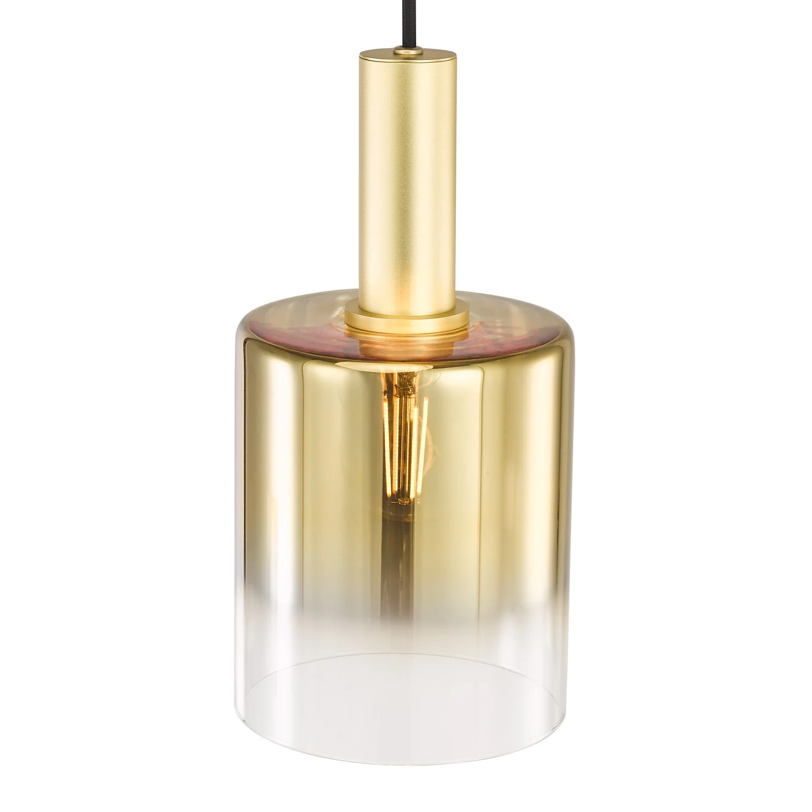 Savannah Pendant- Matt Black and Smoked Glass/ Satin Gold and Gold Ombre Glass - Image 6