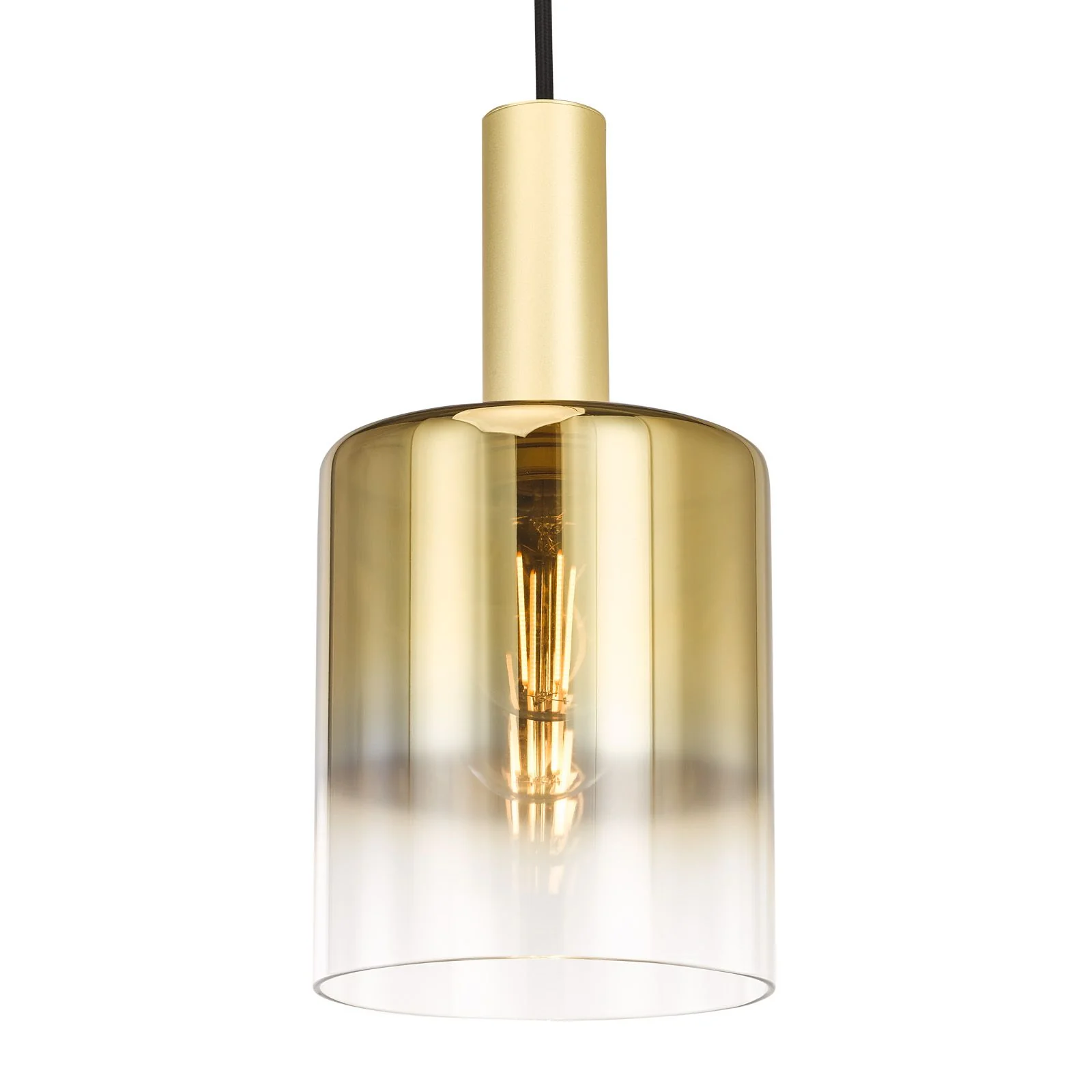 Savannah Pendant- Matt Black and Smoked Glass/ Satin Gold and Gold Ombre Glass - Image 7