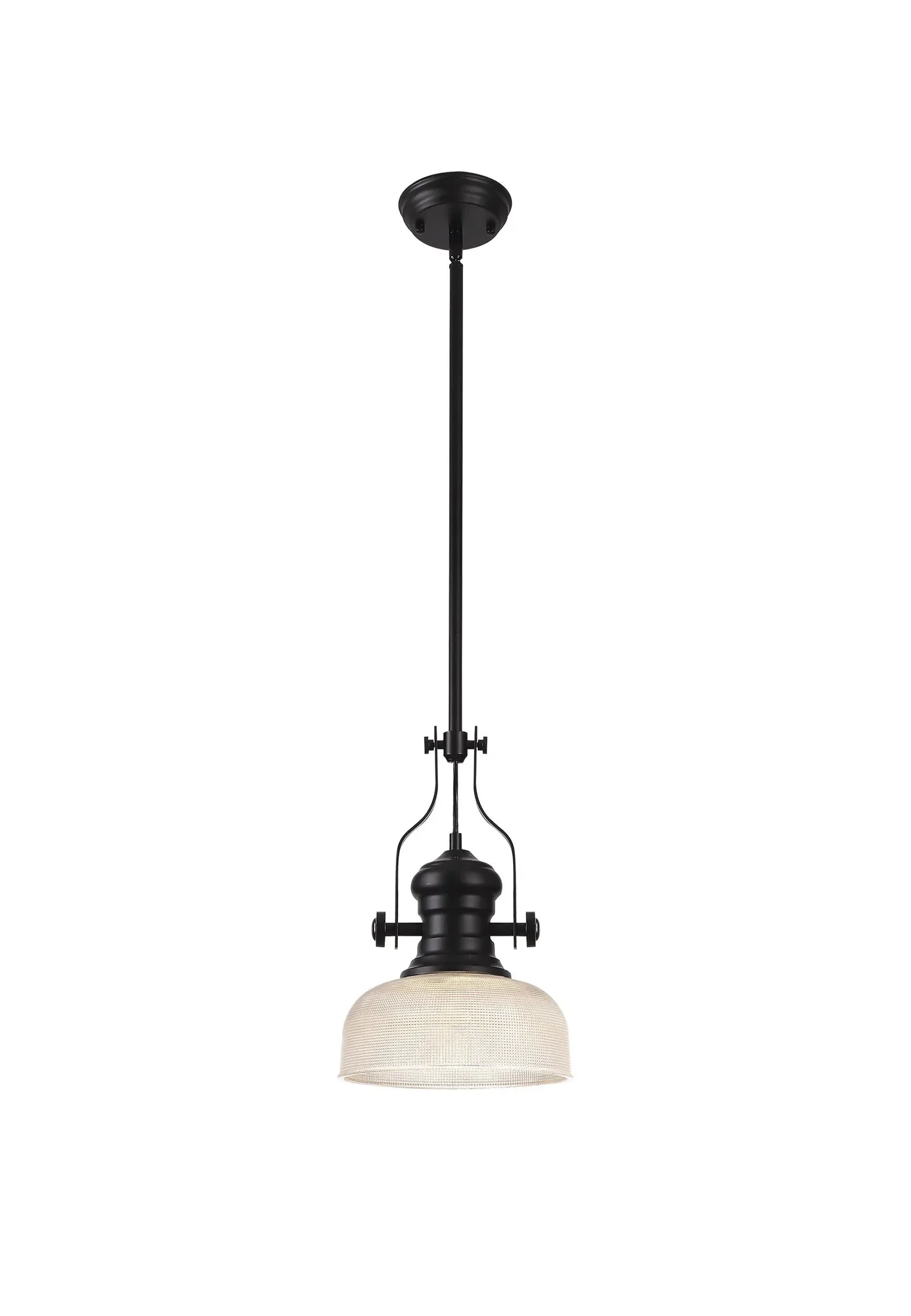 Savannah Single Pendant, 1 x E27, Round Champfered Glass, Matt Black - Finish - Image 10
