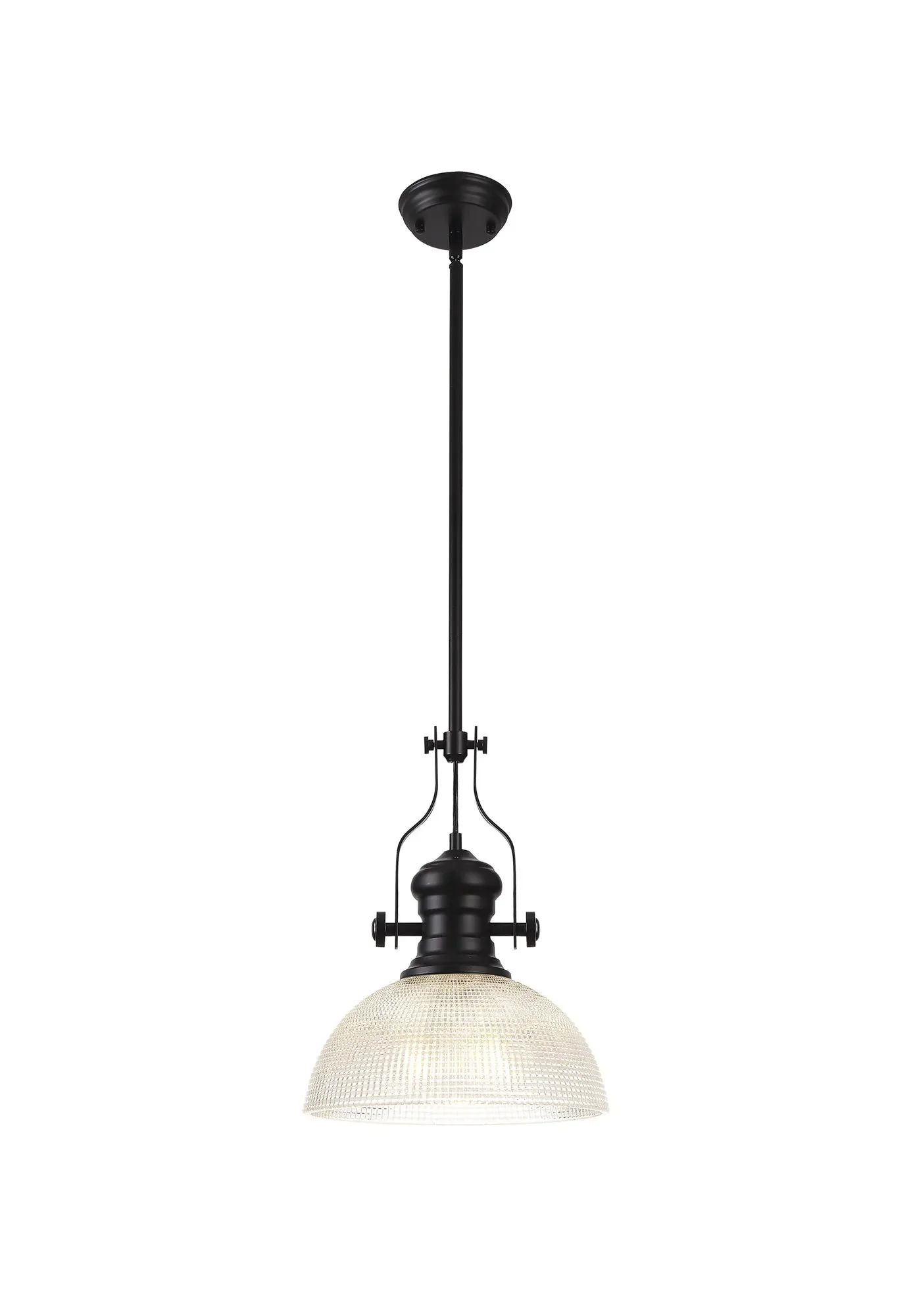 Savannah Single Pendant, 1 x E27, Round Champfered Glass, Matt Black - Finish - Image 11