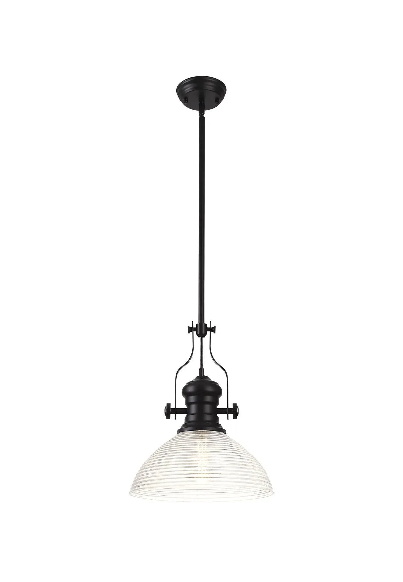 Savannah Single Pendant, 1 x E27, Round Champfered Glass, Matt Black - Finish - Image 12