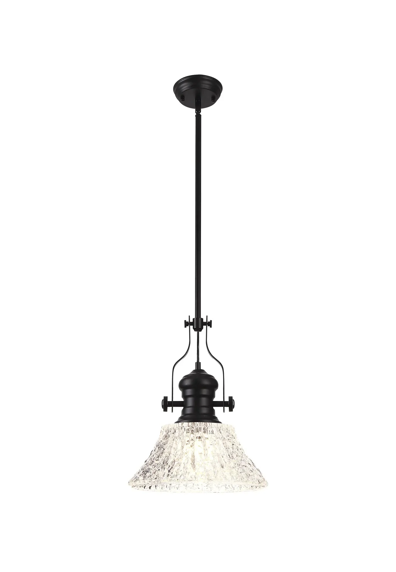Savannah Single Pendant, 1 x E27, Round Champfered Glass, Matt Black - Finish - Image 14