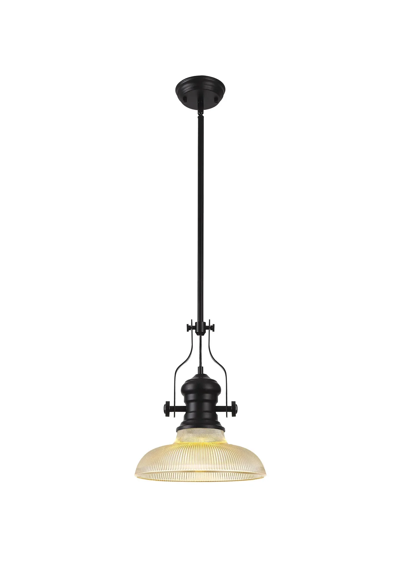 Savannah Single Pendant, 1 x E27, Round Champfered Glass, Matt Black - Finish - Image 15