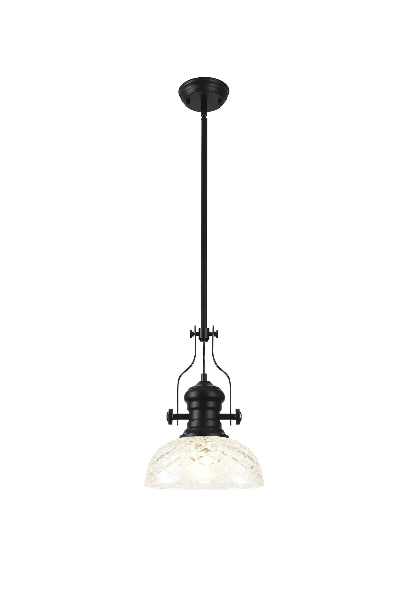 Savannah Single Pendant, 1 x E27, Round Champfered Glass, Matt Black - Finish - Image 16