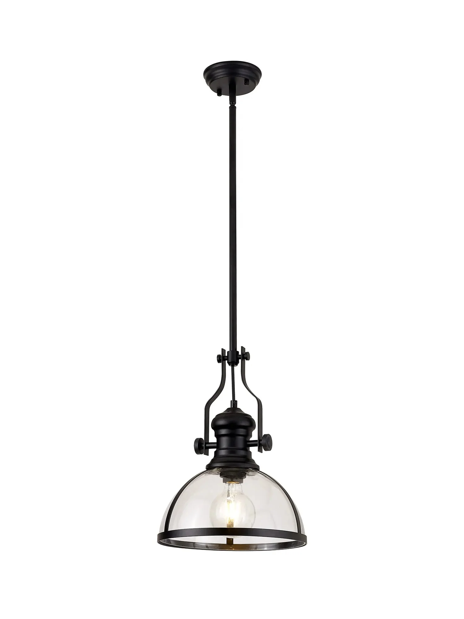 Savannah Single Pendant, 1 x E27, Round Champfered Glass, Matt Black - Finish - Image 17