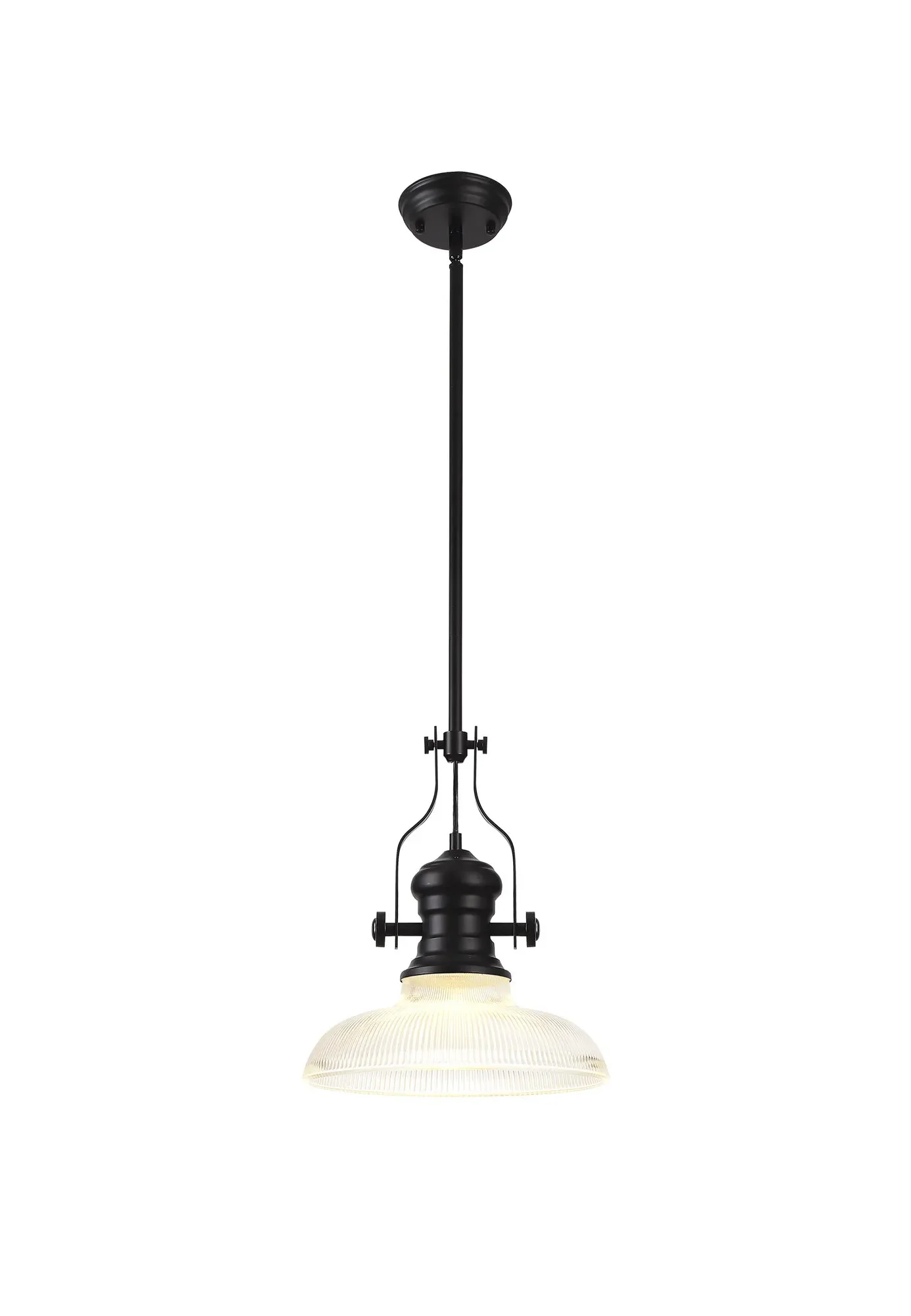 Savannah Single Pendant, 1 x E27, Round Champfered Glass, Matt Black - Finish - Image 3