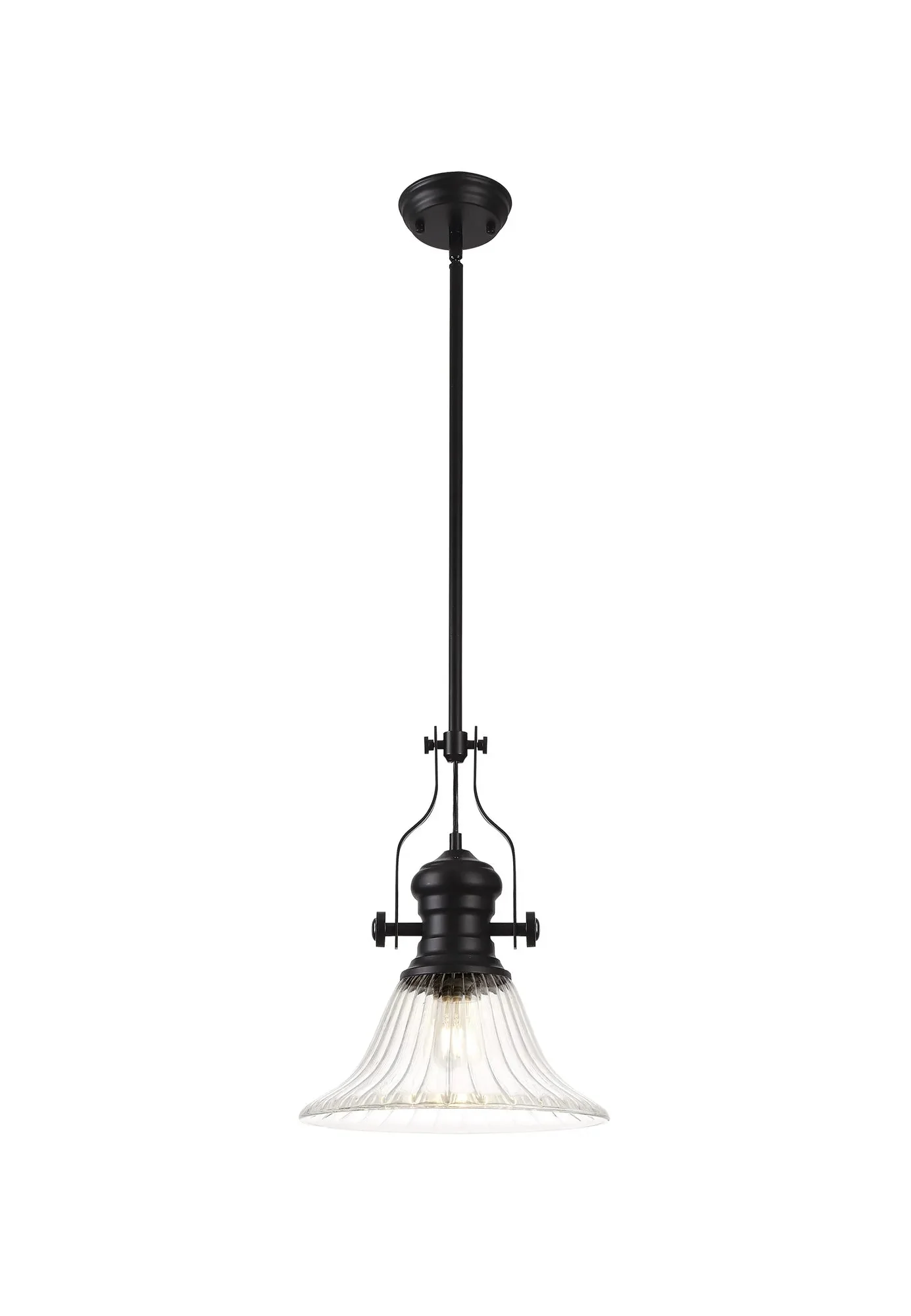 Savannah Single Pendant, 1 x E27, Round Champfered Glass, Matt Black - Finish - Image 4