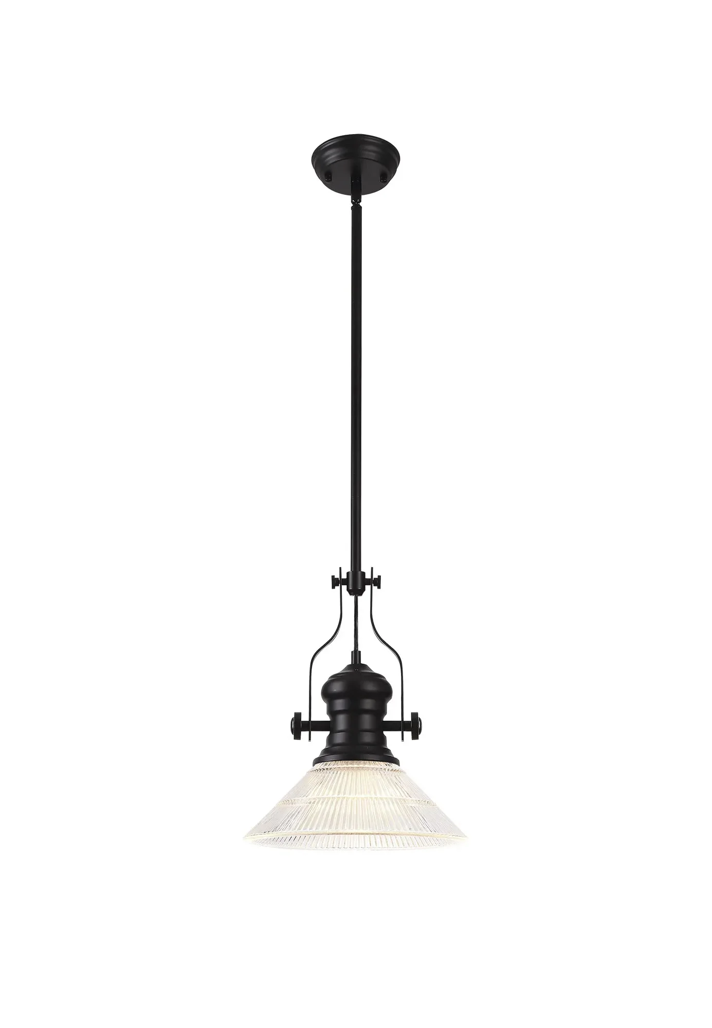 Savannah Single Pendant, 1 x E27, Round Champfered Glass, Matt Black - Finish - Image 5