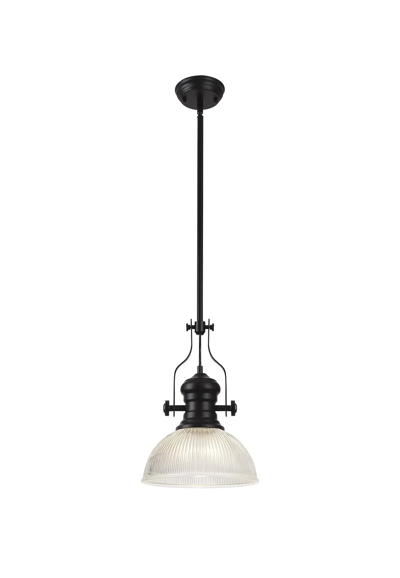 Savannah Single Pendant, 1 x E27, Round Champfered Glass, Matt Black - Finish - Image 6