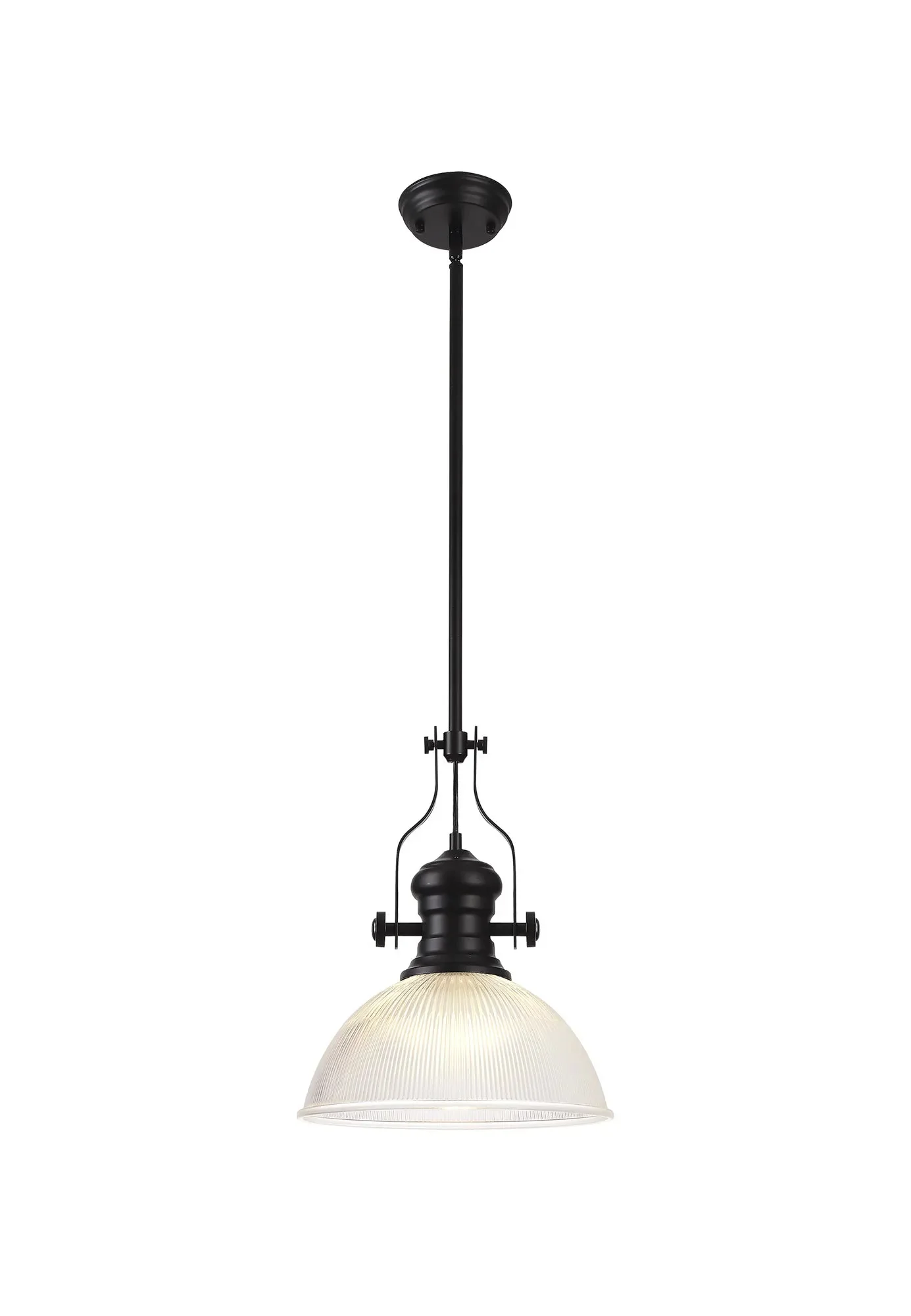 Savannah Single Pendant, 1 x E27, Round Champfered Glass, Matt Black - Finish - Image 7