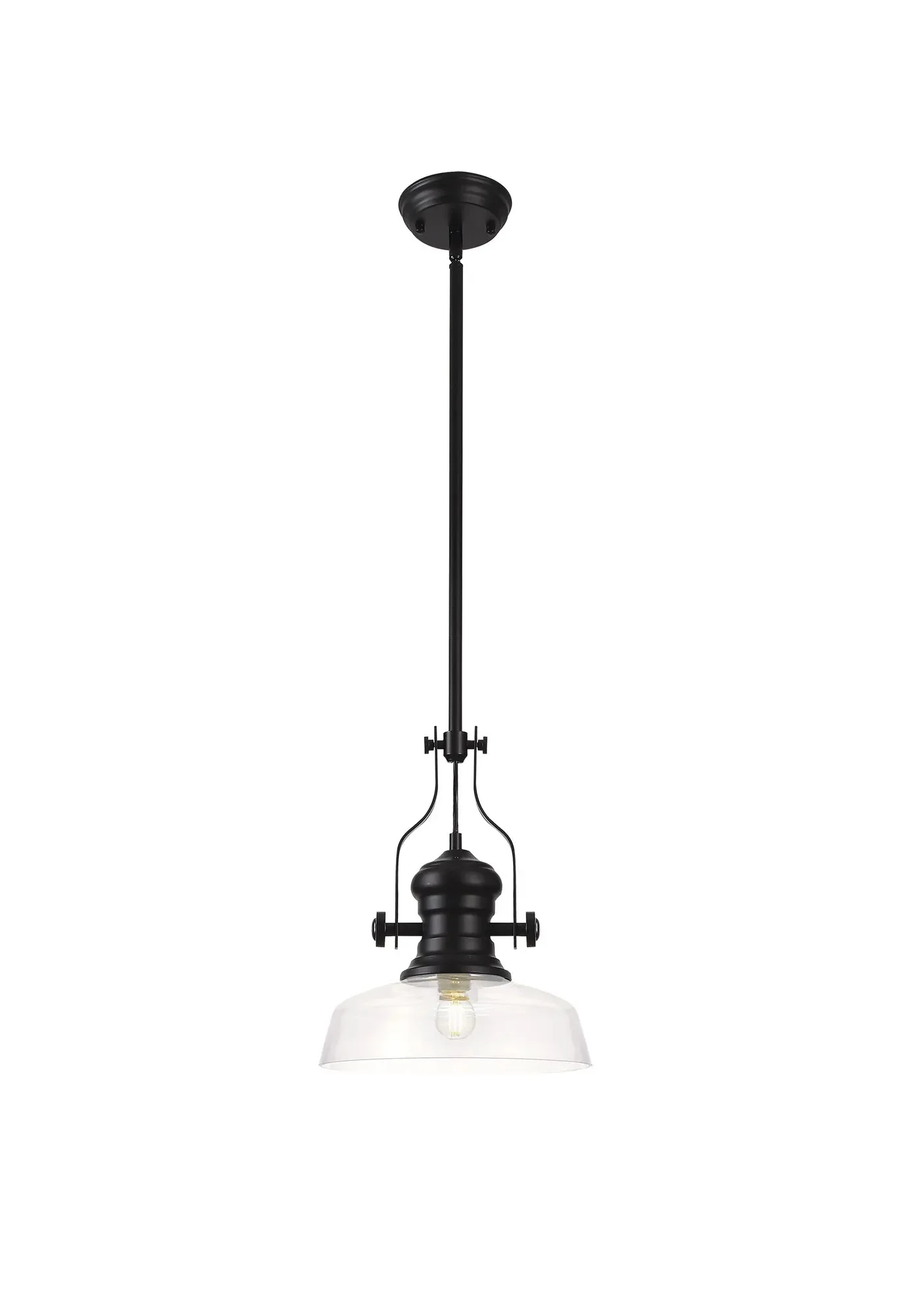 Savannah Single Pendant, 1 x E27, Round Champfered Glass, Matt Black - Finish - Image 8