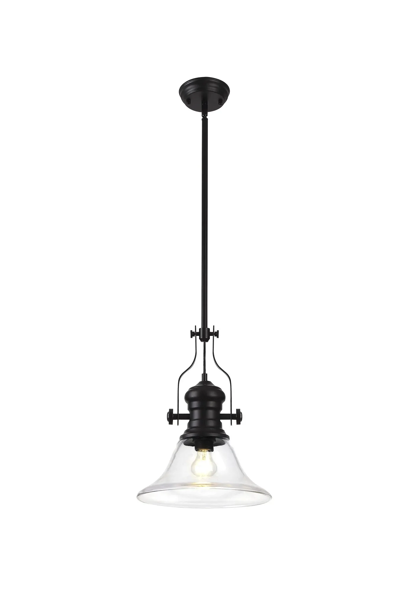 Savannah Single Pendant, 1 x E27, Round Champfered Glass, Matt Black - Finish - Image 9