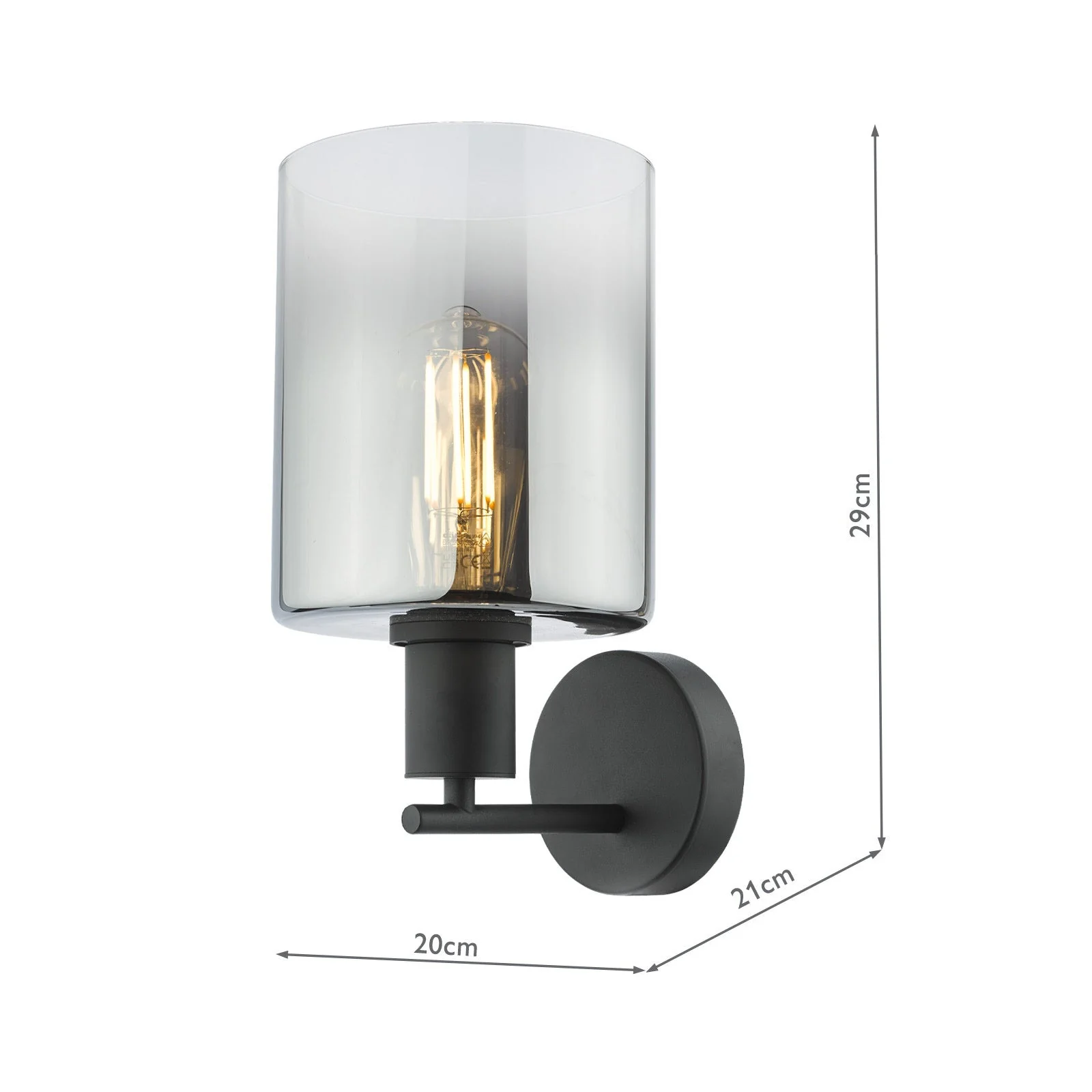 Savannah Wall Light- Matt Black and Smoked Glass/Satin Gold and Gold Ombre Glass - Image 3