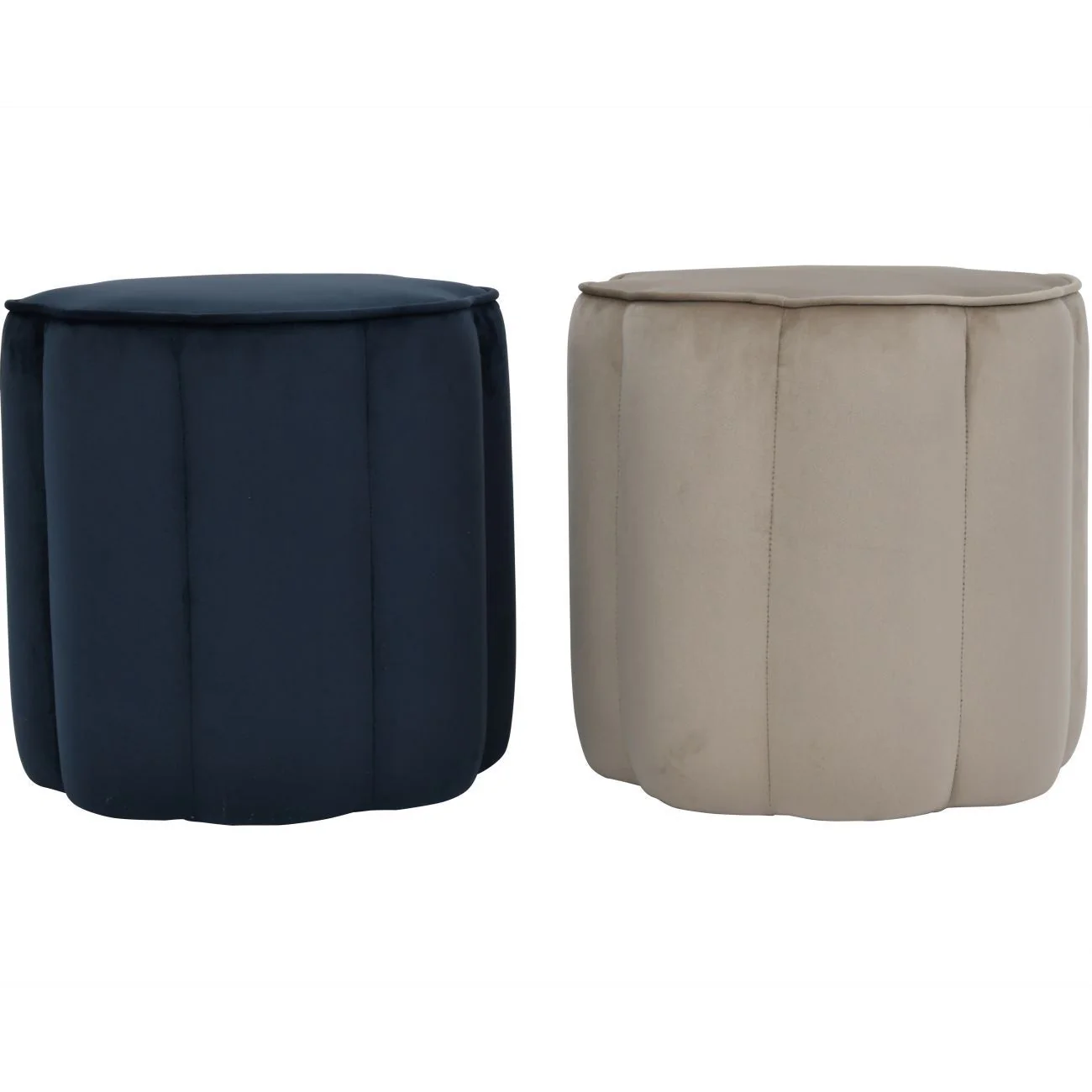 Scallop Footstool in Royal Blue/Smokey Taupe Velvet - Image 7