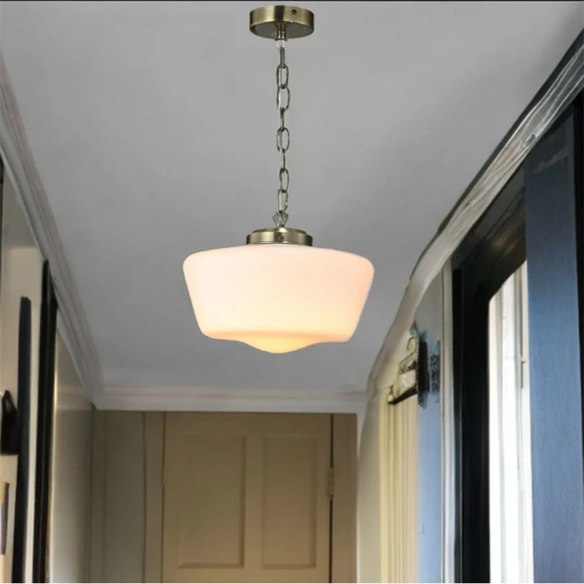 School House Globe Bathroom Pendant IP44- Matt Black/ Antique Brass - Image 4