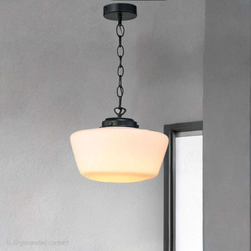 School House Globe Bathroom Pendant IP44- Matt Black/ Antique Brass - Image 5