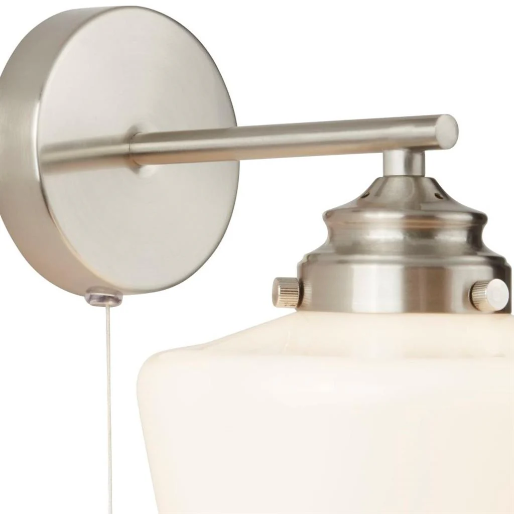School House Wall Light, Satin Silver Metal & Opal Glass - Promotional Offer - Image 3