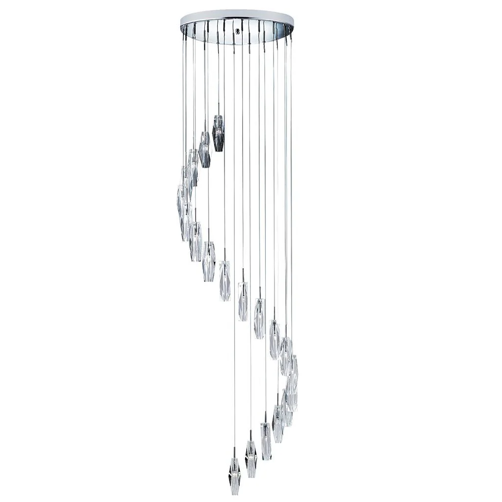 Sculptured 8/20Lt Ice Multi-Drop Pendant - Chrome & Glass - Image 2