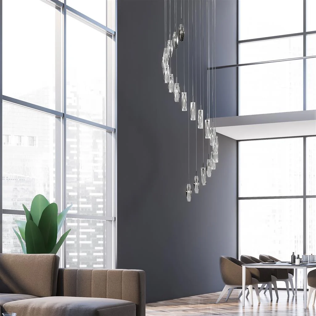 Sculptured 8/Lt Ice Multi-Drop Pendant - Promotional Offer - Image 2