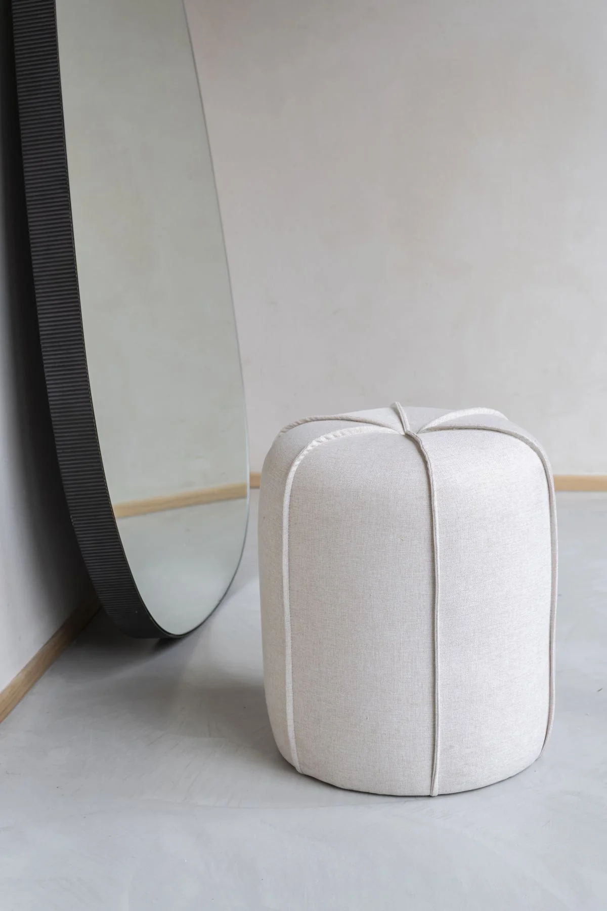 Seamed Button Stool in Oatmeal - Image 4