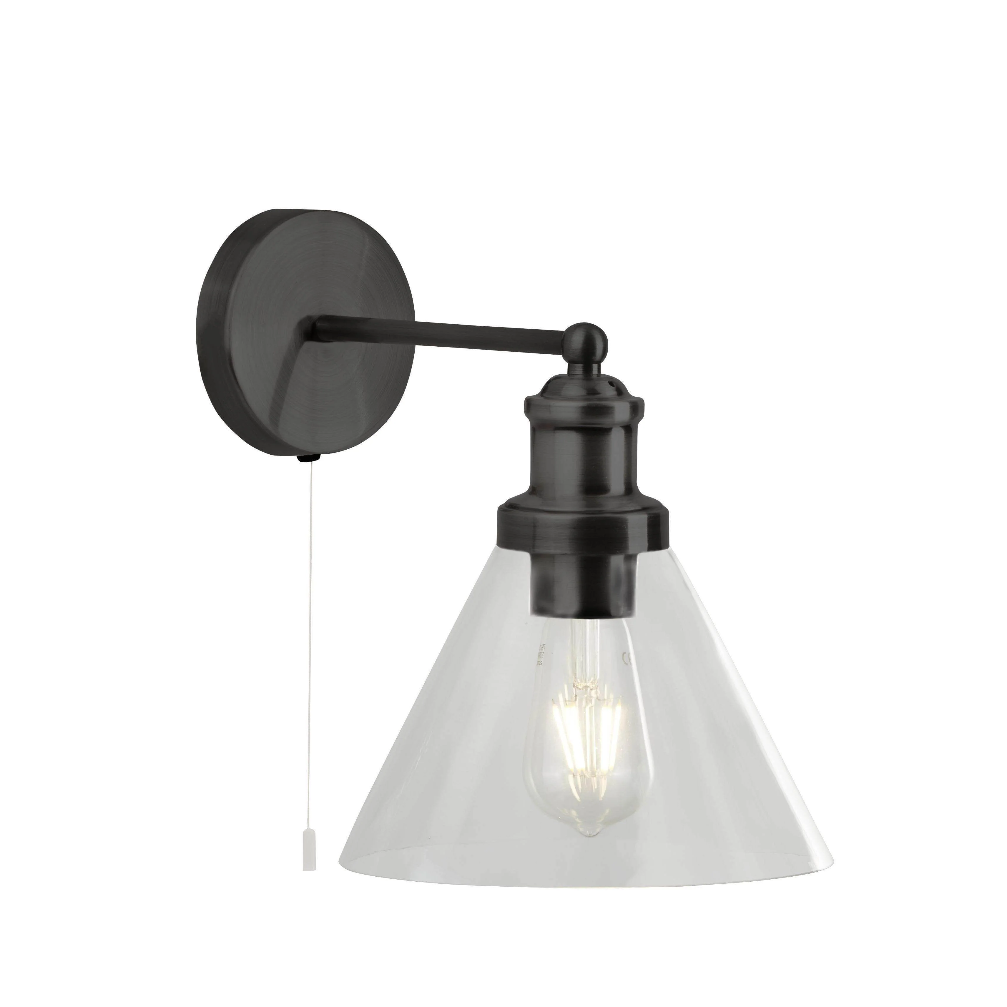 Pyramid Wall Light - Matt Black, Clear Glass Shade - Image 2
