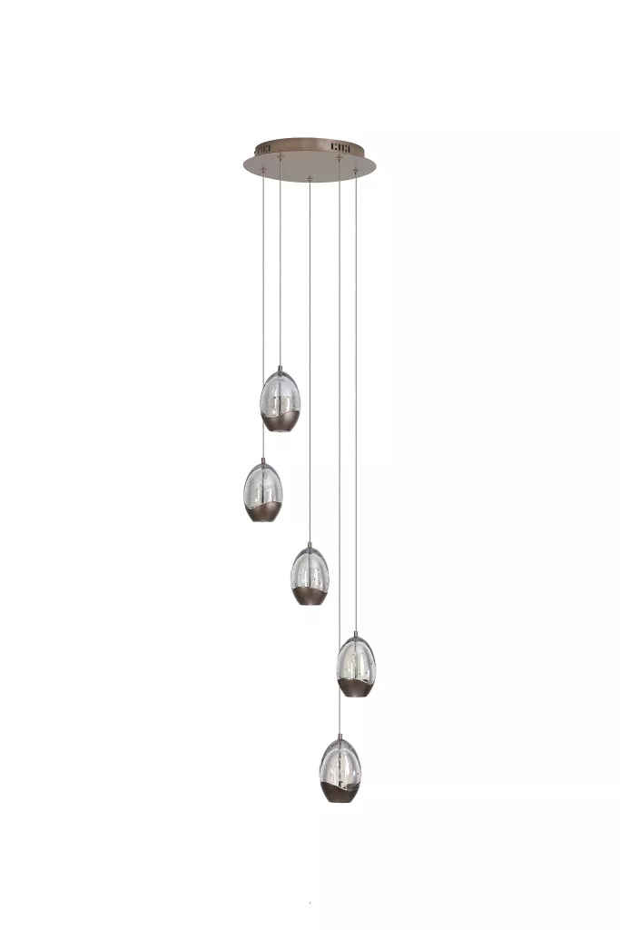 Seeds 5Lt Multi Drop Cluster Light-  Latte Metal with Champagne Glass - Image 3