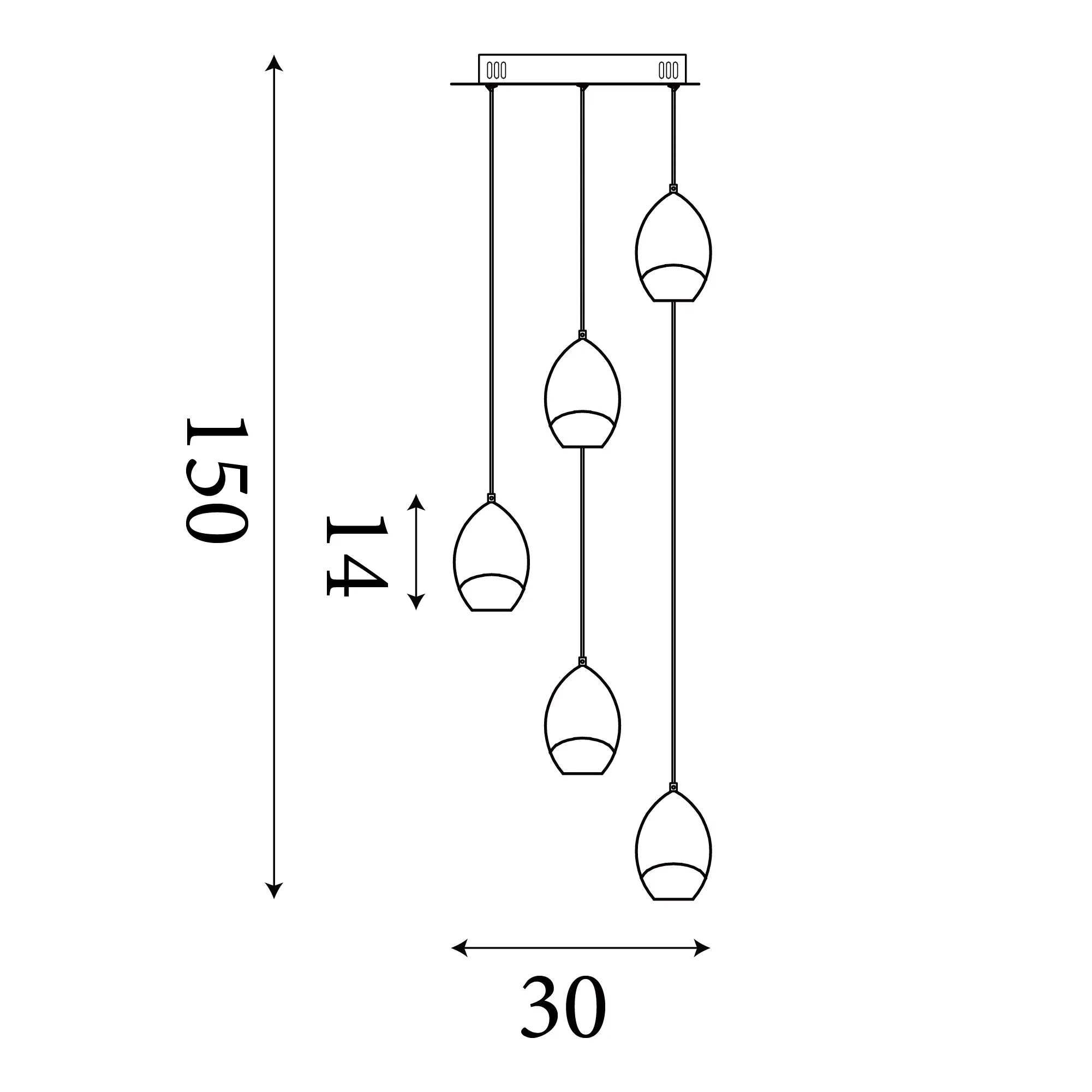 Seeds 5Lt Multi Drop Cluster Light-  Latte Metal with Champagne Glass - Image 4