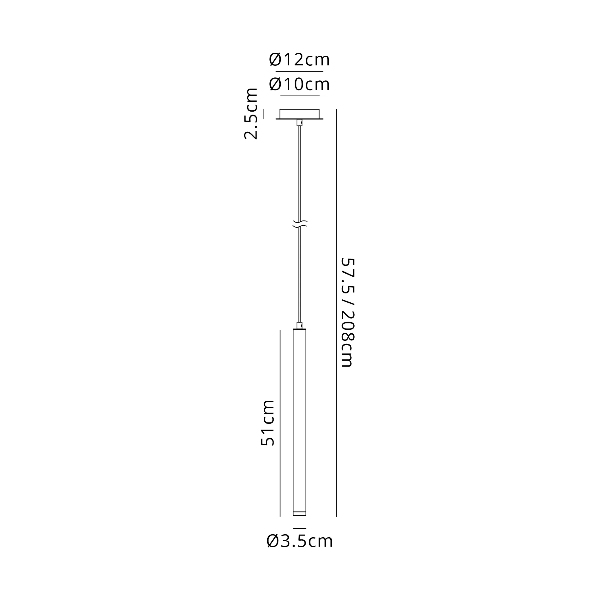 Segal IP44 Light Pendant With Tube - Various Sizes and Colours - Image 8