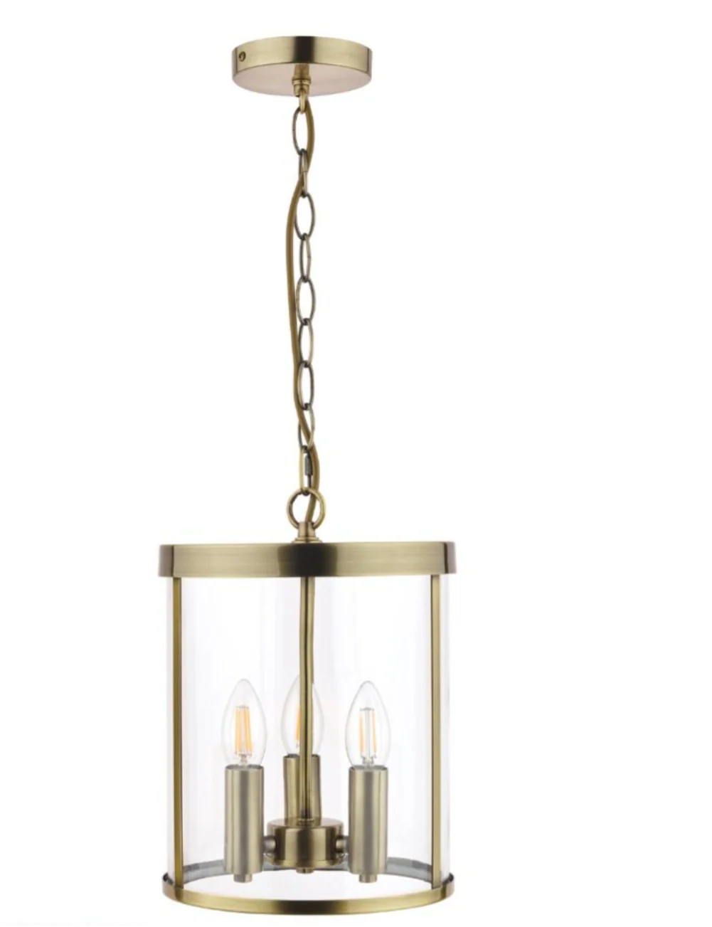 Selbourne 3lt Lantern - Antique Brass/ Polished Nickel, Glass