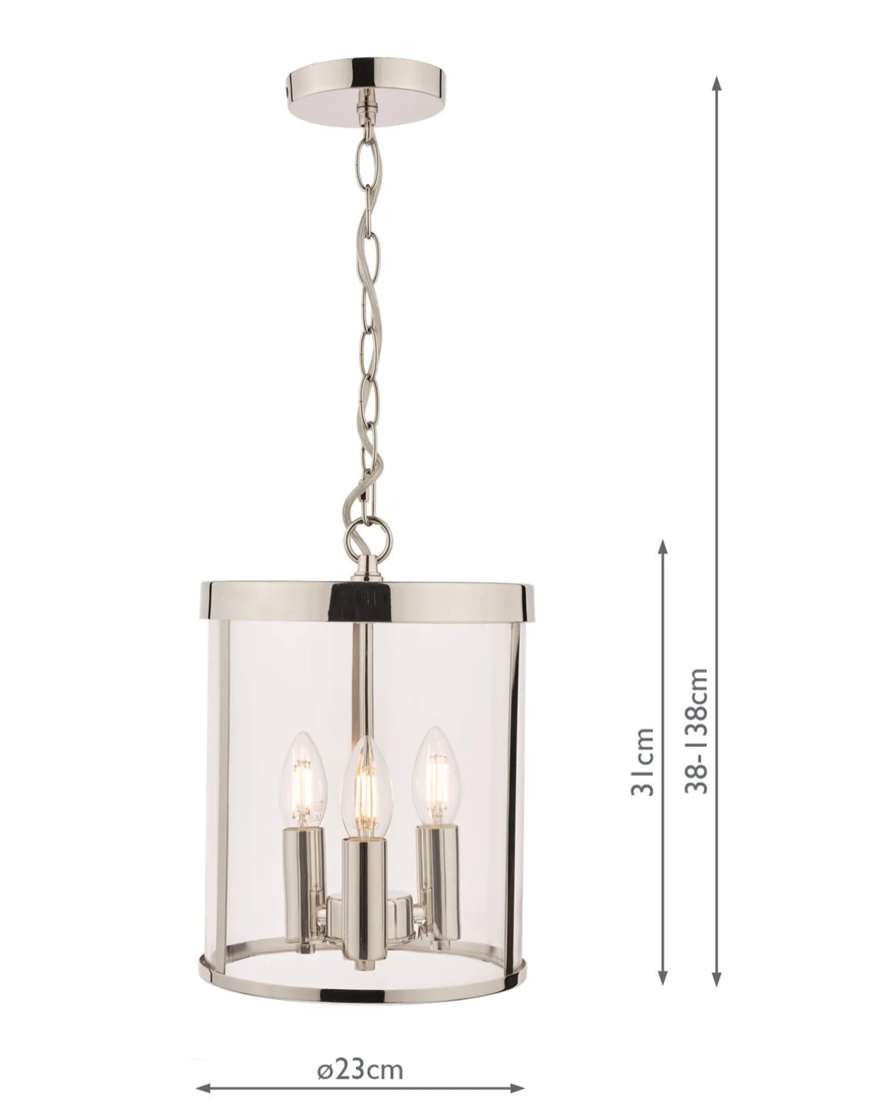 Selbourne 3lt Lantern - Antique Brass/ Polished Nickel, Glass - Image 3