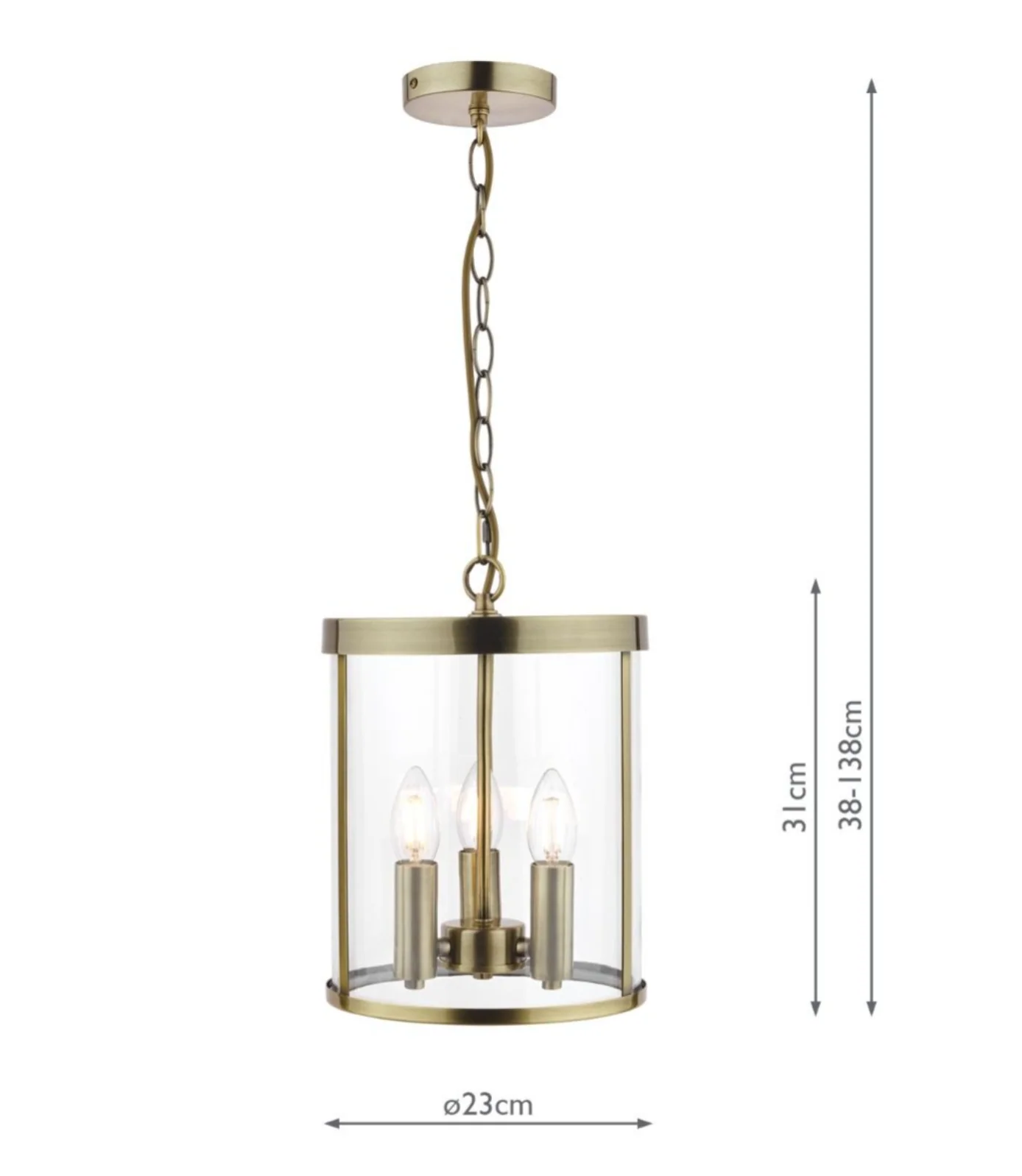 Selbourne 3lt Lantern - Antique Brass/ Polished Nickel, Glass - Image 5