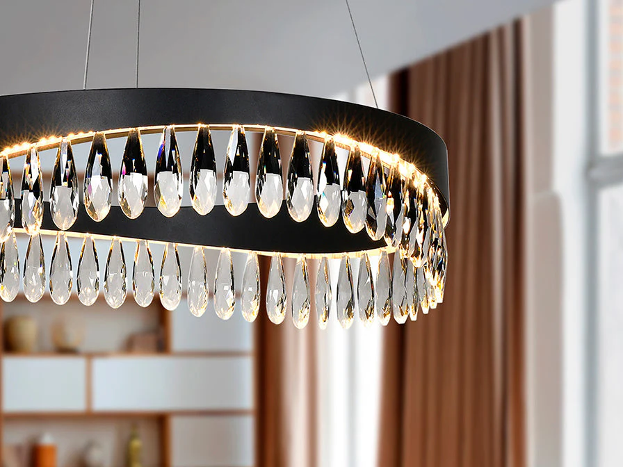 Selene Crystal Ceiling Light - Matt Black & Faceted Finish - Image 4