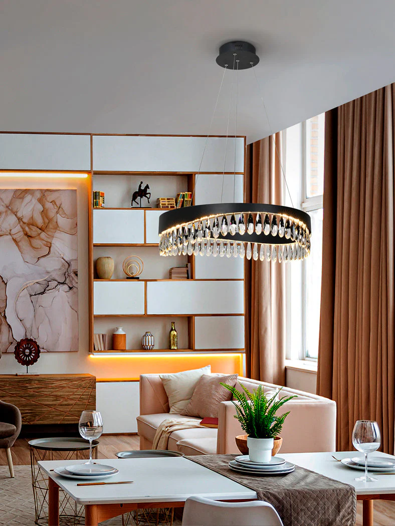 Selene Crystal Ceiling Light - Matt Black & Faceted Finish - Image 6