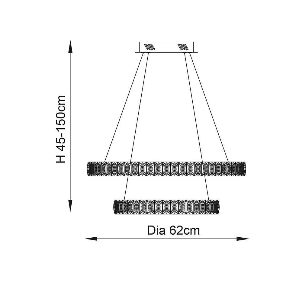 Seline 2Lt Crystal LED Ring pendant - Image 3