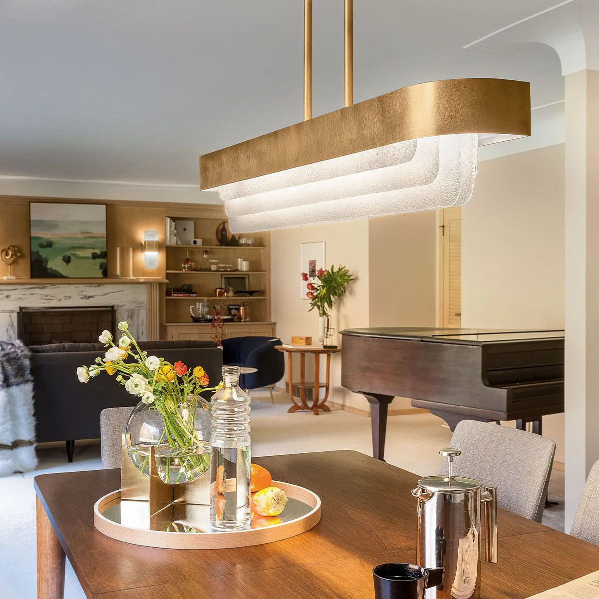 Serene 2 lt LED Chandelier - Natural Brass - Image 4