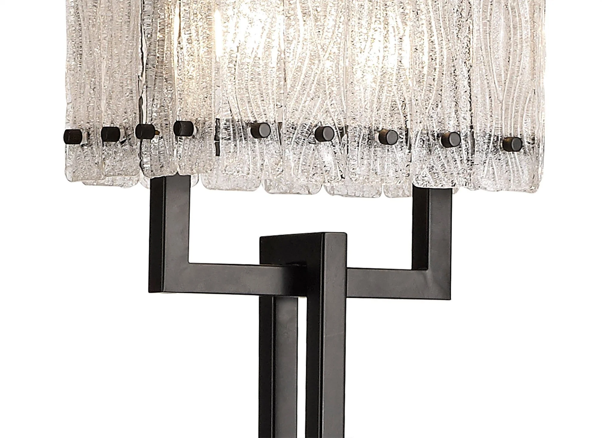 Serenity Floor Lamp, 2 Light E27, Matt Black/Crystal Sand Glass - Image 3