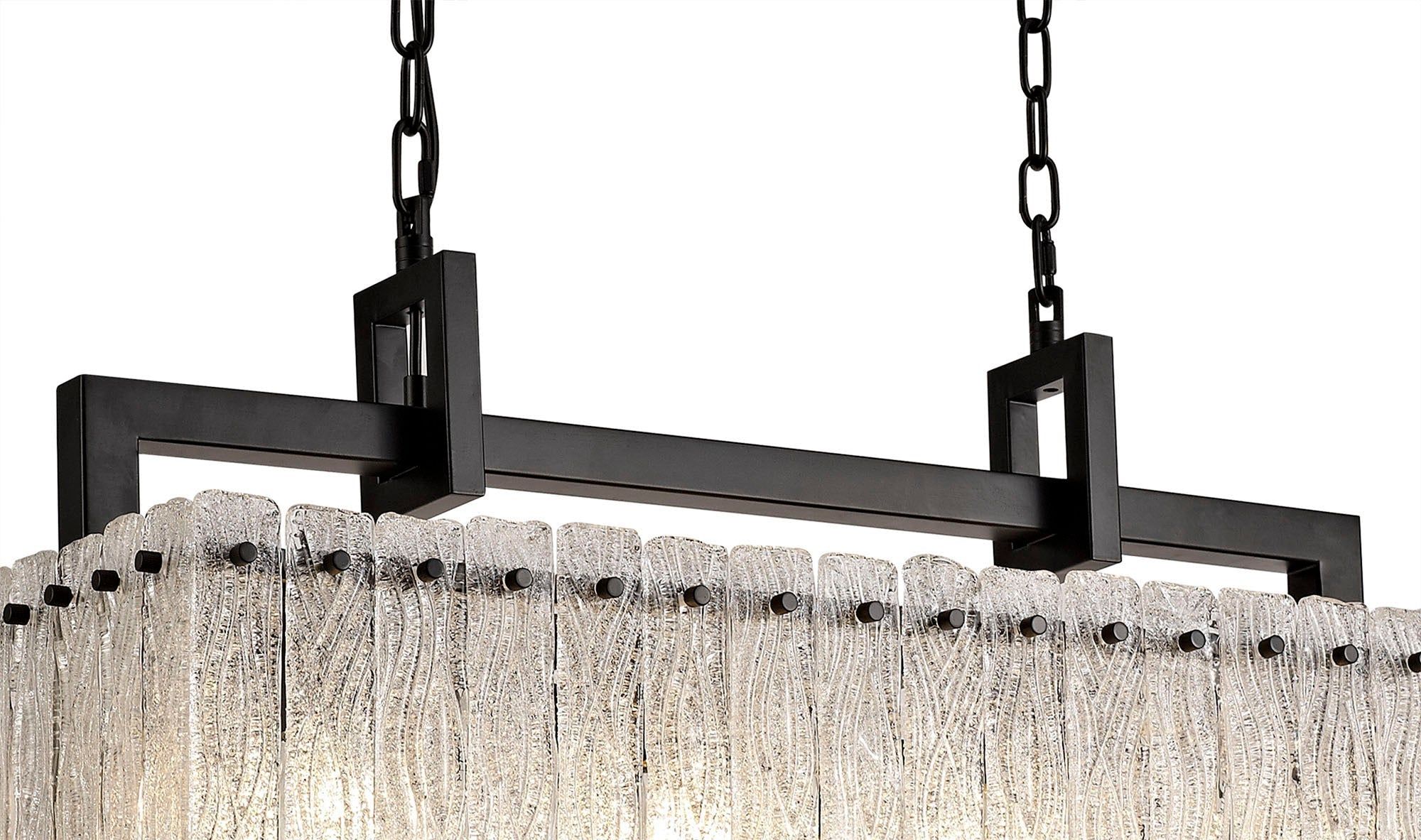 Serenity Large Linear Pendant, 8/12 Light Matt Black/Crystal Sand Glass - Image 2