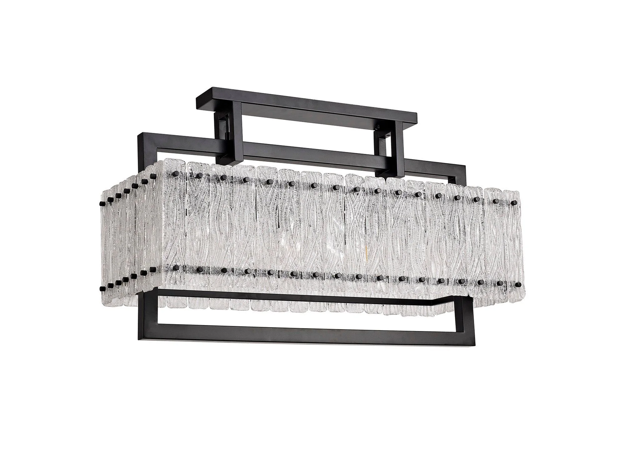 Serenity Large Linear Pendant, 8/12 Light Matt Black/Crystal Sand Glass - Image 4