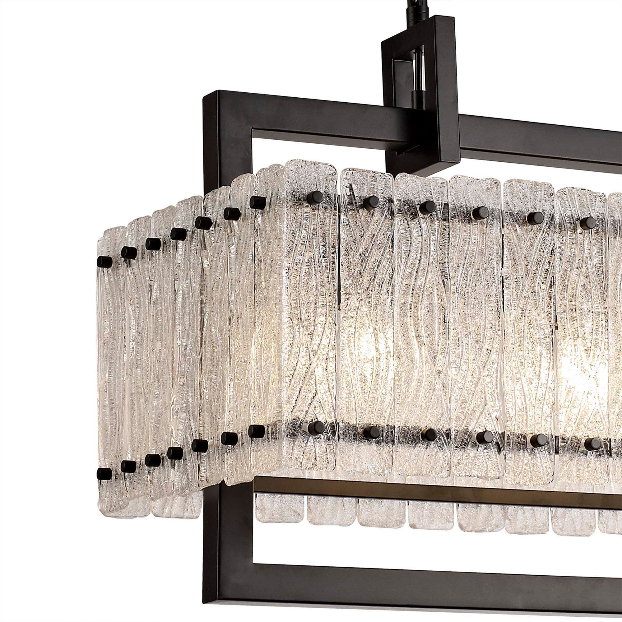 Serenity Large Linear Pendant, 8/12 Light Matt Black/Crystal Sand Glass - Image 6