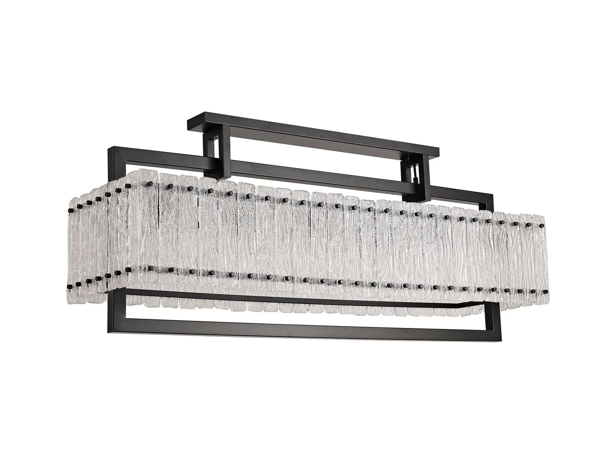 Serenity Large Linear Pendant, 8/12 Light Matt Black/Crystal Sand Glass - Image 7