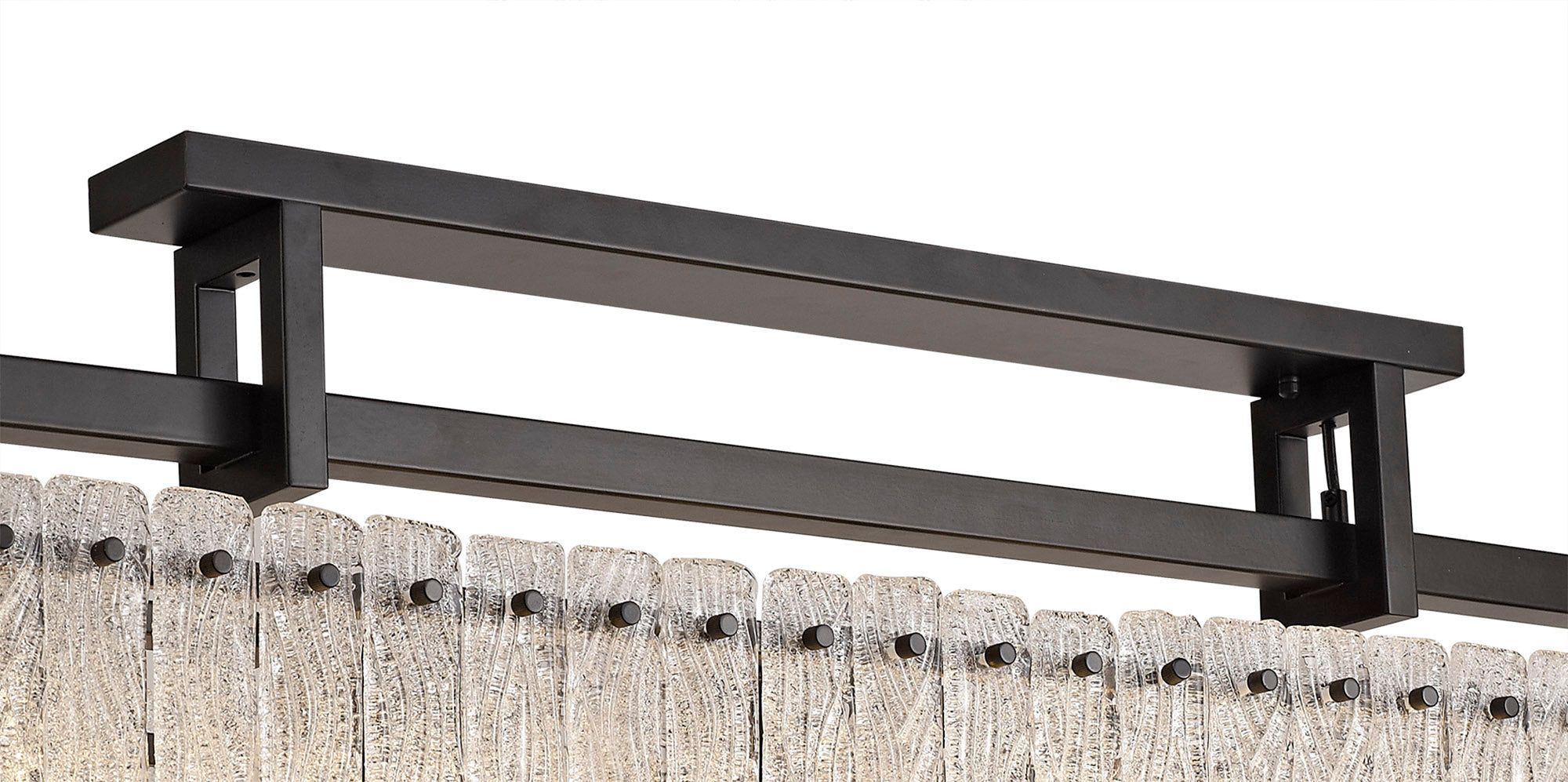 Serenity Large Linear Pendant, 8/12 Light Matt Black/Crystal Sand Glass - Image 8