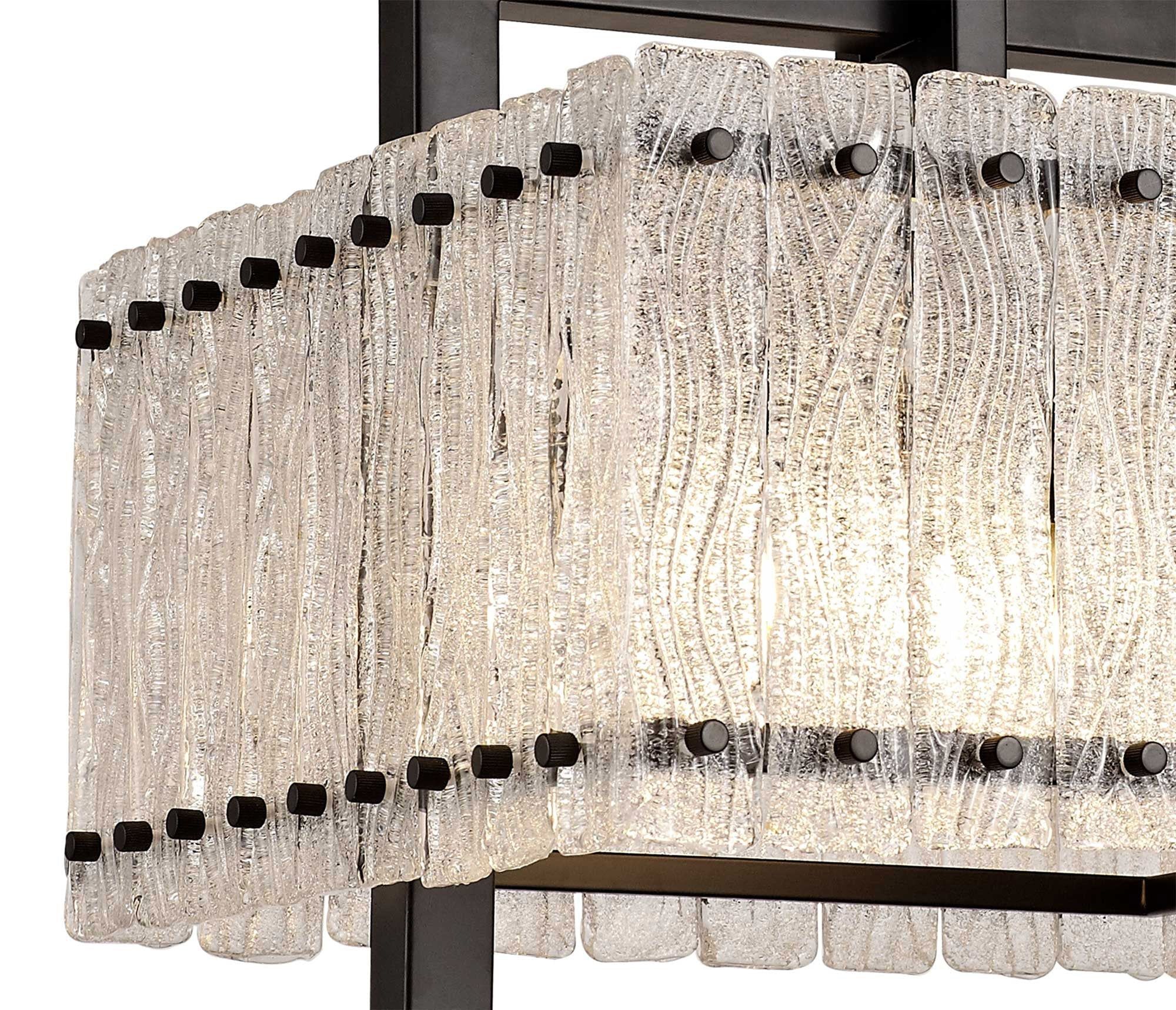 Serenity Large Square Pendant, 5 Light E27, Matt Black/Crystal Sand Glass - Image 4