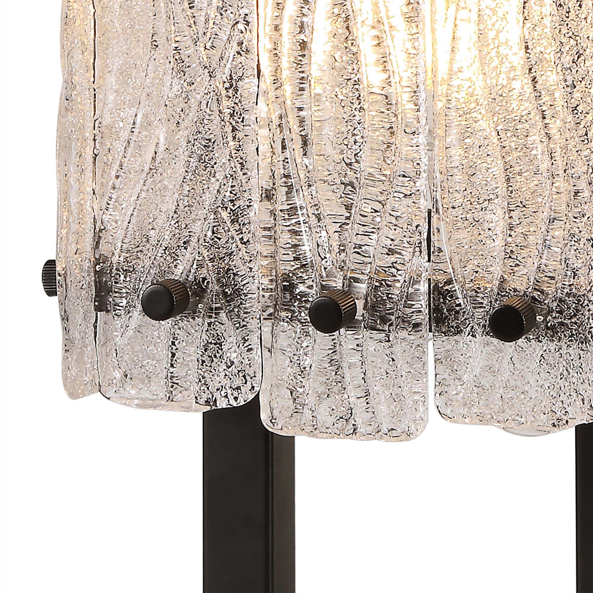 Serenity Table Lamp, 1 Light E27, Matt Black/Crystal Sand Glass - Image 3