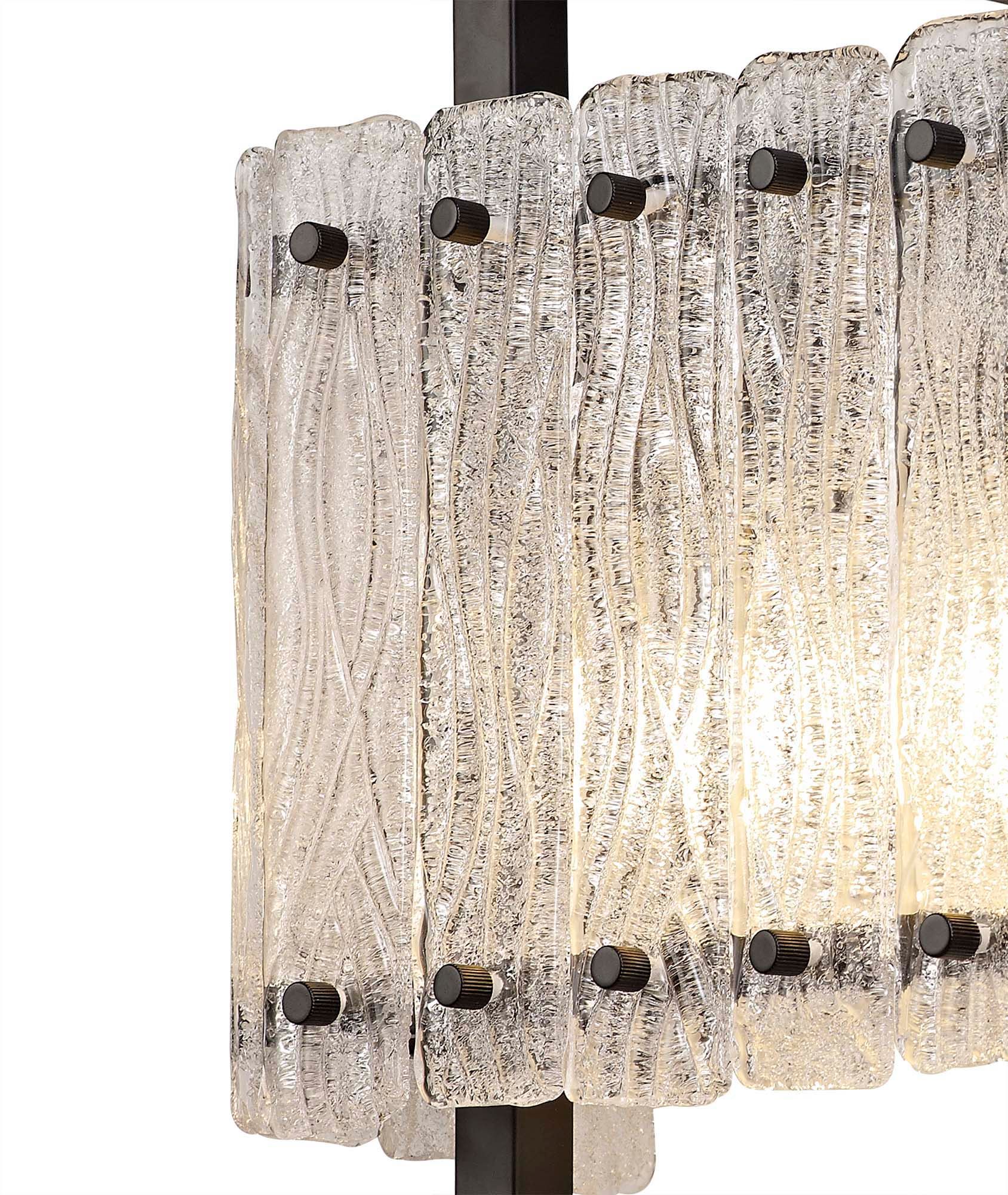 Serenity Wall Lamp, 2 Light E27, Matt Black/Crystal Sand Glass - Image 2