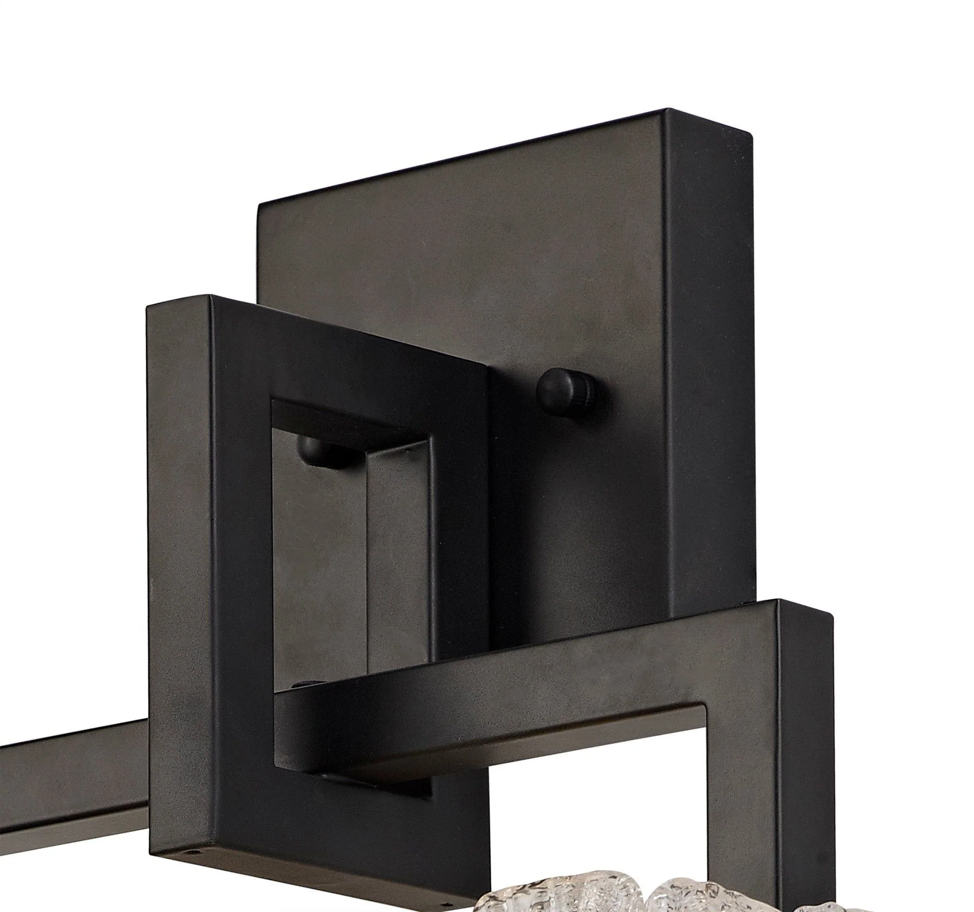 Serenity Wall Lamp, 2 Light E27, Matt Black/Crystal Sand Glass - Image 3