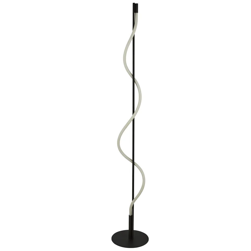 Serpent Floor Lamp - Black Metal & Opal Tube Integrated LED - Image 2