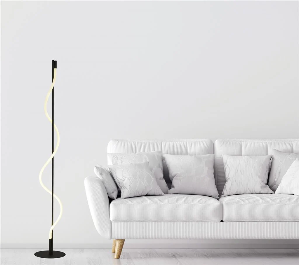 Serpent Floor Lamp - Black Metal & Opal Tube Integrated LED - Image 4