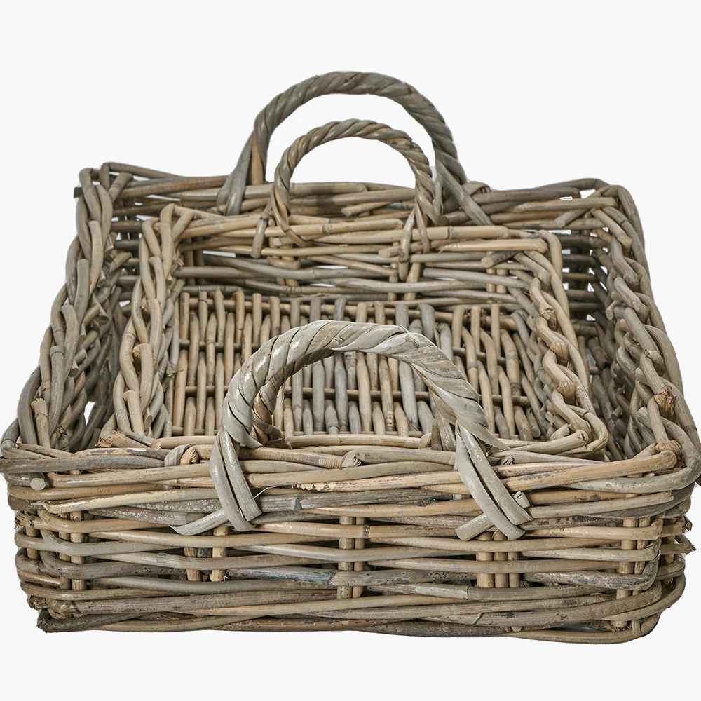 Set of 2 Grey Kubu Basket Trays - Image 3