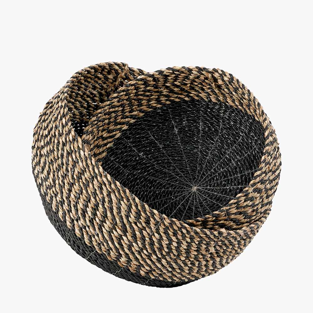 Set of 2 Seagrass Natural and Black Round Baskets - Image 3