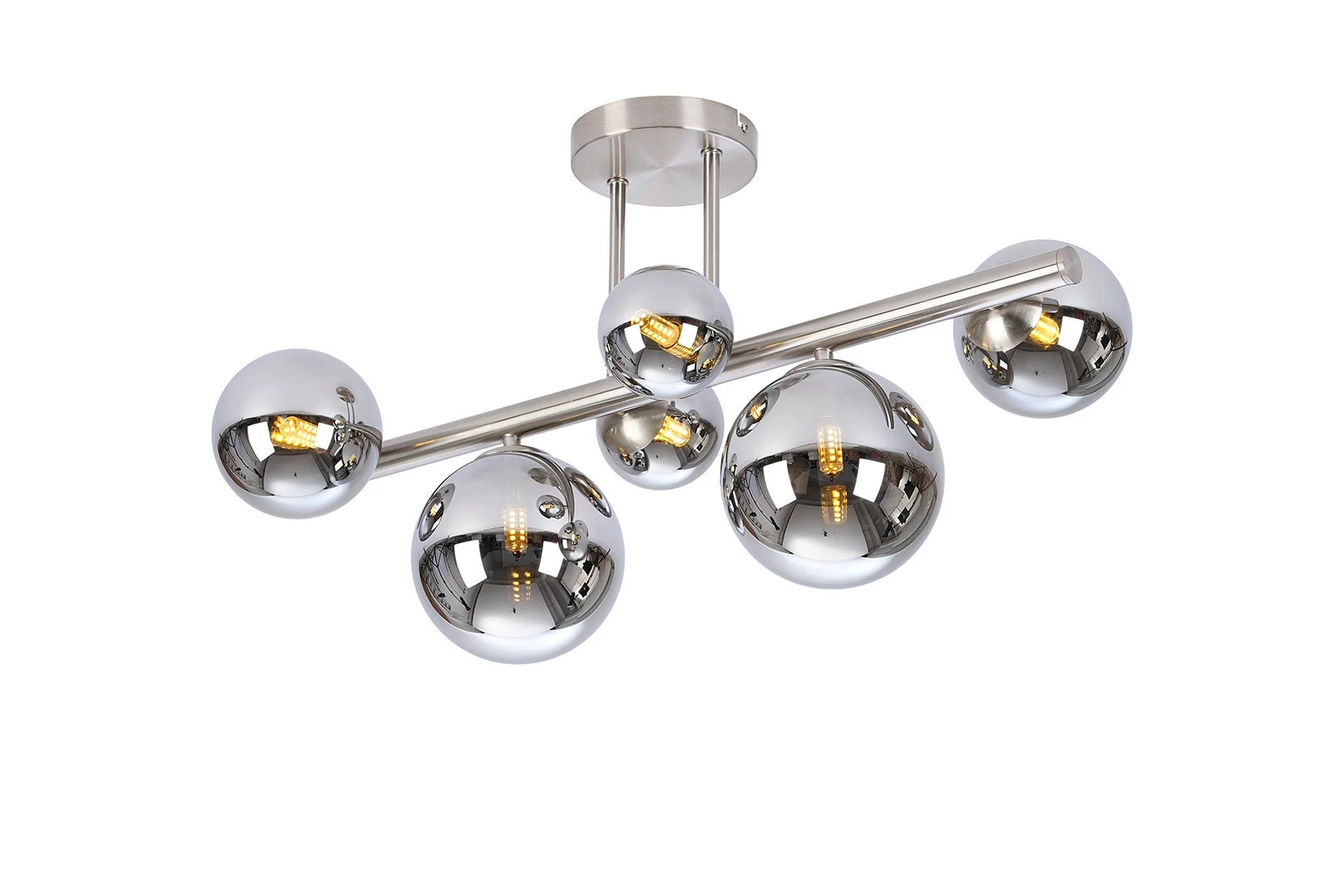 Seville 6 Lt Semi Flush Ceiling Light, Gold/Black/Nickel - Various Shade Finishes - Image 12
